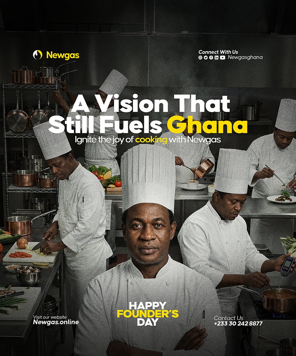 Newgasghana's tweet photo. A vision that started a journey still fuels the nation today.🇬🇭🔥
This Founder’s Day, we honour Dr. Kwame Nkrumah and the spirit of progress that keeps Ghana moving forward.
Happy Founder’s Day!
#Newgas #LPGSolutions #FoundersDay https://t.co/0bXvT7UptO