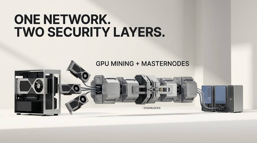nobleini001's tweet photo. What happens when one mining pool gets too much power?

On a typical Proof-of-Work network, controlling enough hashrate can give an attacker significant influence over the chain.

@firoorg handles this differently by combining GPU mining with masternodes.

Miners produce the blocks, while masternodes use ChainLocks to lock in the valid chain.

That means controlling a large amount of GPU hashrate alone isn’t enough. An attacker would also need to compromise the masternode layer to successfully reorganize the chain.

So the network isn’t relying on mining power alone to protect the chain.