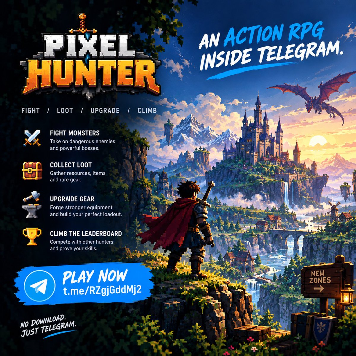MrDukeOfDeFi's tweet photo. 🎮 A progression-focused RPG built for Telegram.
Hunt, loot, forge, upgrade and fight bosses — directly from Telegram.

@pixelhunterlab

 https://t.co/3ybsU1TbUX https://t.co/x4vkPmGacO