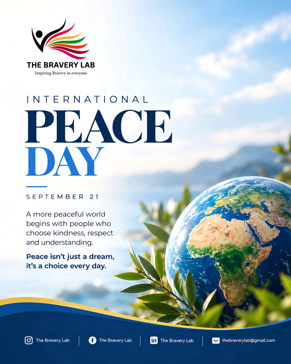 thebraverylab's tweet photo. Happy International Peace Day 

Kindness, respect, and understanding sound simple until you have to practice them when it's hard. That's where the bravery is. Choose peace today, and again tomorrow.

How are you choosing peace today? 

#InternationalPeaceDay #TheBraveryLab https://t.co/PlVCWYsidu