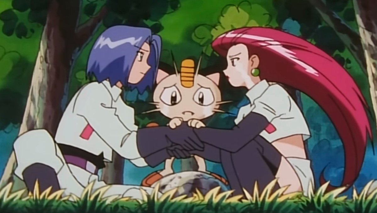 rocketforevr's tweet photo. I really don't like it when people exclude meowth from TRio. That is their buddy and they love him so much https://t.co/Zups093xrV
