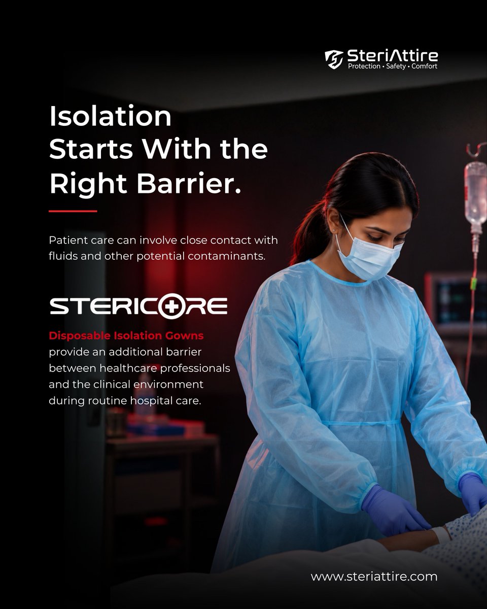 SteriAttire's tweet photo. The right barrier makes a difference.
SteriCore Disposable Isolation Gowns — Protection for every clinical encounter.
#SteriCore #SteriAttire #IsolationGown #HealthcareSafety #PPE #PatientCare https://t.co/N6F1qkaBf1