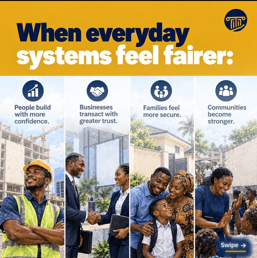 myCitizenShield's tweet photo. What does a fair society actually look like 🤔 

It’s not about creating a perfect world. It’s about building everyday systems people can trust 😊 

Swipe through to learn more 👉🏾

Then tell us: what one change would make everyday life in Nigeria feel fairer to you?

#CivilJustice
#EverydayJustice