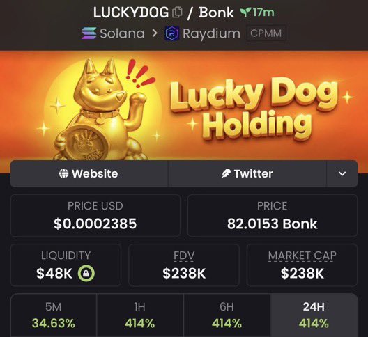 MemeQueen__12's tweet photo. 💎 Aped $LUCKYDOG at $85K MC and rode it all the way to $238K MC in my alpha TG!

We locked in 2.8x profits 🚀🚀

📩 DM me to join the alpha TG 🔥📉
⛓️ #Solana #Memecoin #CryptoTrading https://t.co/HfNOc6JyjJ