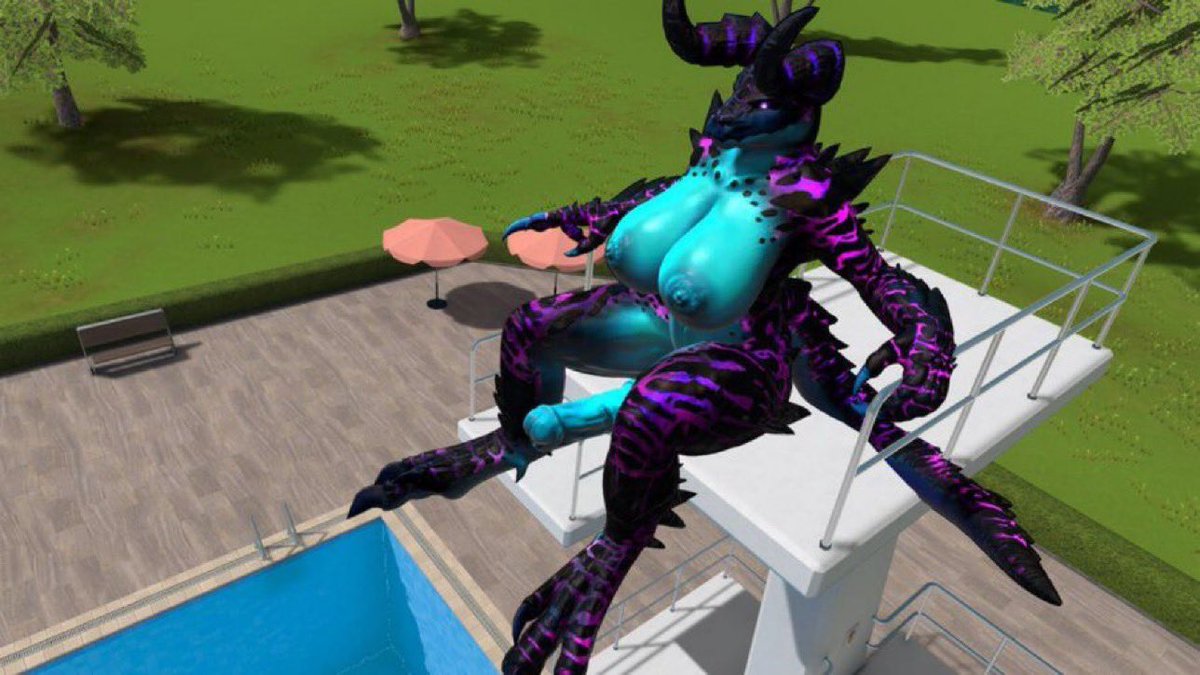 MaloScpOliviaDw's tweet photo. What a beautiful day chilling by this lovely pool would be nice if somebody come by chill out with me and maybe give me a hand or two don’t be shy now cuties💖😔💖💖

#nsfw #Deathclaw #furry #lewd
#vrchat #furryvrchat https://t.co/uSL0t78sJW