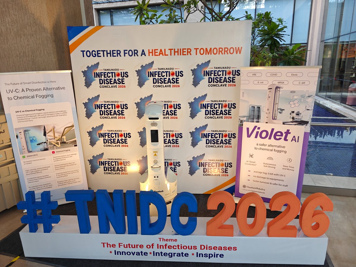 HaystackRobotic's tweet photo. 🏆 Proud to be part of TNIDC 2026, advancing #InfectionPrevention through #UVCTechnology. 🤖 https://t.co/Qpy3wm3qNY