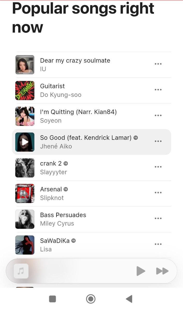 lalaluvlalisa's tweet photo. 🇰🇷 “SaWaDiKa” holds its position on Apple Music South Korea’s Popular Songs chart! 

#LISA remains the only 3rd-gen K-pop artist on the chart, with “SaWaDiKa” being the only song by a 3rd-gen K-pop idol to appear on the list. https://t.co/PODPVlmios