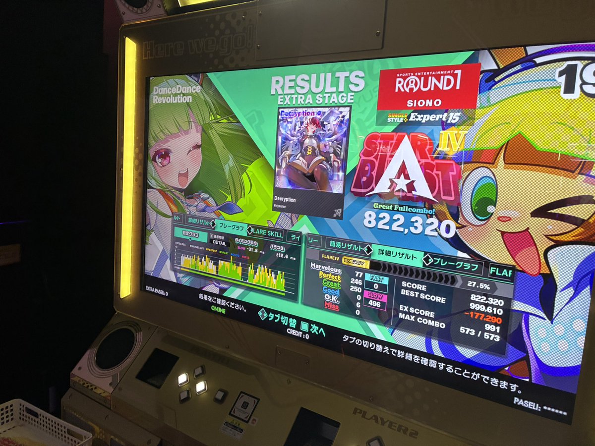 siosioP777's tweet photo. DDR六次筐体がどれだけ酷いかみんなも公式も見てくれ
表示タイミング-48msで既にストレスなのに曲の判定が頻繁に壊れるしなんでもないアップデートのたびに表示タイミング変わる
今度はEXTRA STAGEだけ確定で-30ms前後曲判定がズレるようになった😡😡😡
1年半バグだらけなのいい加減にして………
#DDR https://t.co/342TG344N4