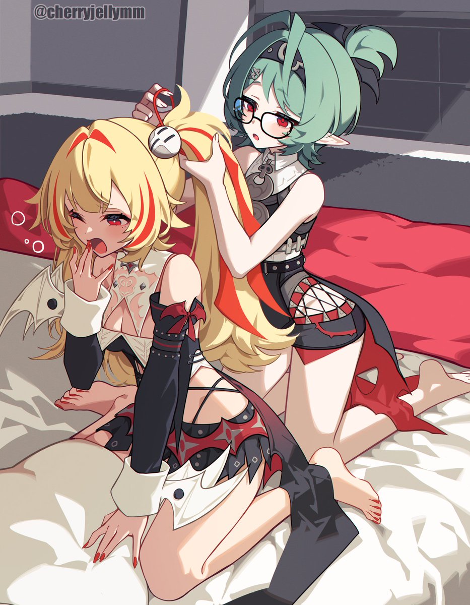 cherryjellymm's tweet photo. 「あと5分だけ寝かせなさいよロクシー」
「お嬢様、その言葉既に7回は聞きましたよ」 https://t.co/Fu3vYWFGjp