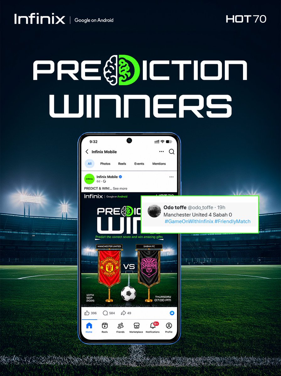 InfinixGhana's tweet photo. Big congratulations, @odo_toffe
You called it right! Thanks for joining Predict & Win with Infinix.
Kindly DM us for your prize! ๐
#InfinixGhana #HOT70 #PredictToWin #Liverpool #AtleticoMadrid #UCL #MatchDay #WinAmazingGifts #InfinixHOT70 https://t.co/xcwJqxgmaU