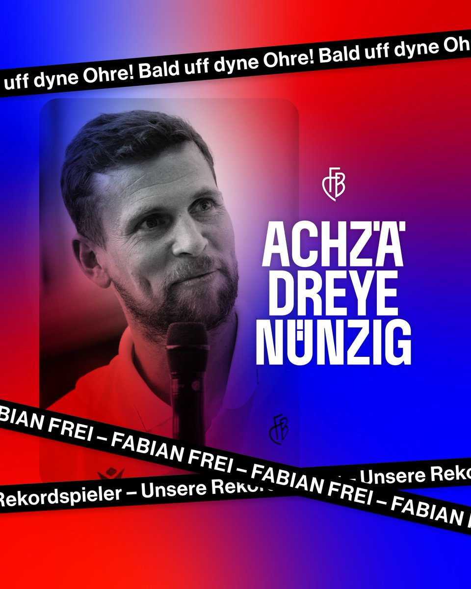 FCBasel1893's tweet photo. 🎙️ 𝗙𝗖𝗕-𝗥𝗲𝗸𝗼𝗿𝗱𝘀𝗽𝗶𝗲𝗹𝗲𝗿 𝗙𝗮𝗯𝗶𝗮𝗻 𝗙𝗿𝗲𝗶 𝗶𝘀𝘁 𝗱𝗲𝗿 𝗻ä𝗰𝗵𝘀𝘁𝗲 𝗚𝗮𝘀𝘁 𝗶𝗺 ACHZÄDREYENÜNZIG-𝗣𝗼𝗱𝗰𝗮𝘀𝘁 ❤️💙

Rekordspieler. Captain. Legende. Gemeinsam reisen wir durch die grössten Momente seiner einzigartigen Laufbahn, sprechen über Höhen und Tiefen, besondere Weggefährten und Europacup-Nächte sowie die prägendsten Kapitel seiner Zeit beim FCB. Freut euch auf ehrliche Einblicke, Geschichten und Erinnerungen an eine Karriere, die Rotblau geprägt hat wie kaum eine andere 🤝

𝙎𝙩𝙚𝙡𝙡𝙚 𝙁𝙖𝙗𝙞 𝙁𝙧𝙚𝙞 𝙙𝙧𝙚𝙞 𝙨𝙘𝙝𝙣𝙚𝙡𝙡𝙚 𝙁𝙧𝙖𝙜𝙚𝙣 𝙖𝙢 𝙏𝙚𝙡𝙚𝙛𝙤𝙣
Schick uns einfach deine Telefonnummer und drei Fragen per Mail an podcast@fcb.ch. Wenn du ausgewählt wirst, melden wir uns bei dir!

𝙍𝙚𝙞𝙘𝙝𝙚 𝙪𝙣𝙨 𝙙��𝙞𝙣𝙚𝙣 𝙏𝙝𝙚𝙢𝙚𝙣𝙫𝙤𝙧𝙨𝙘𝙝𝙡𝙖𝙜 𝙚𝙞𝙣
Am Ende der Folge beantworten wir wieder eure Fragen. Reiche deine Frage via Insta-Story-Sticker oder in den X-Kommentaren ein!

👉 Einsendeschluss für Fragen und Themen: Dienstag, 22. September 2026, 12.00 Uhr.

#rotblaulive #FCBasel1893 #AlliZämme #durchunddurch❤️💙