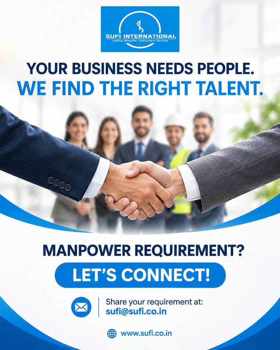 SufiInternatio1's tweet photo. Looking for the right manpower for your business? 

Sufi International helps companies connect with skilled workers, technicians, and professionals as per their manpower requirements.

Share your requirement with us: sufi@sufi.co.in

Visit us at: https://t.co/dvT1hIoRyw https://t.co/ALxI4qMTYd