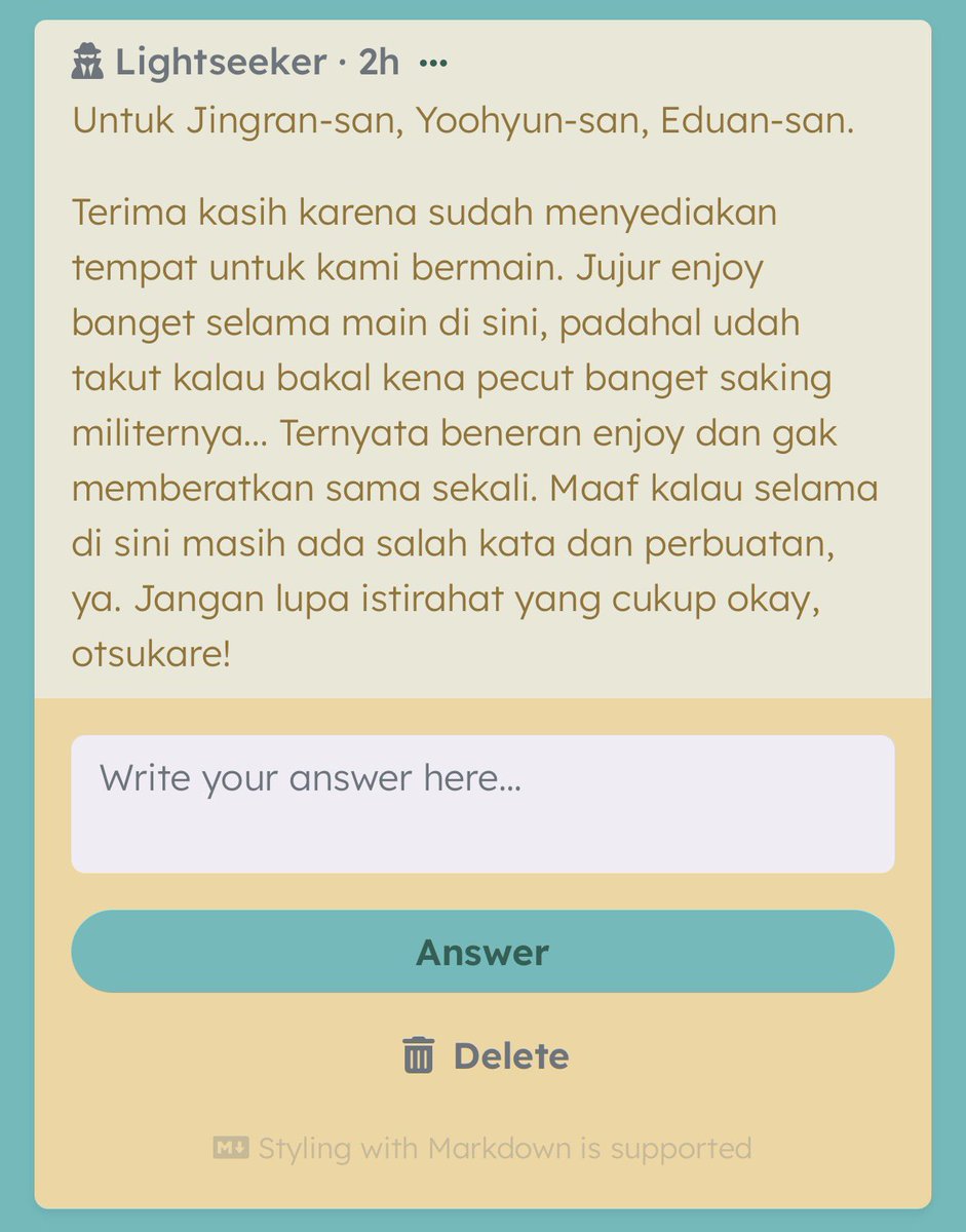 MagoPopBase's tweet photo. Untuk seluruh Lightseekers, makasih udah mabar di sini, kata sender!

Untuk Gatekeeper lagi. Padahal ini beneran militer, lho. Tapi memang kalian aja yang keren-keren banget!

Ada untuk Suisui. Mau berduaan sama siapa? 😳

Ada untuk Childe. Lah, maung Bandung?? Maung Snezhnaya?? https://t.co/J3RqH1pl0P
