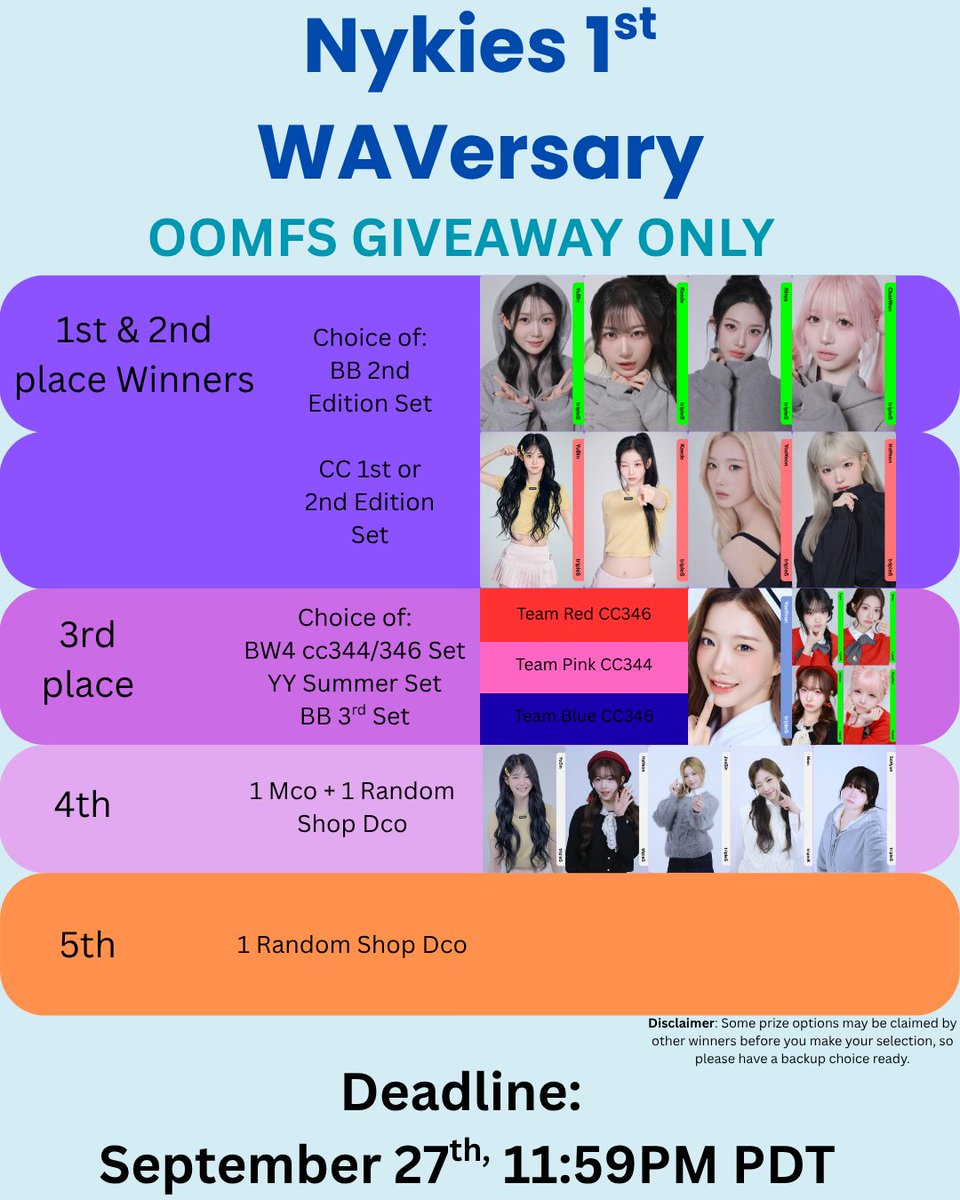 Nykies_WAV's tweet photo. Hi Oomfs! To celebrate my WAV birthday, I’m doing a big giveaway!🎉

Comment below with your Cosmo ID to enter!

I’ll also be posting a giveaway open to everyone, so feel free to join that one too!

Good luck!

*Only open to accounts following me before this giveaway was posted.* https://t.co/Eaqv1jQ3sp