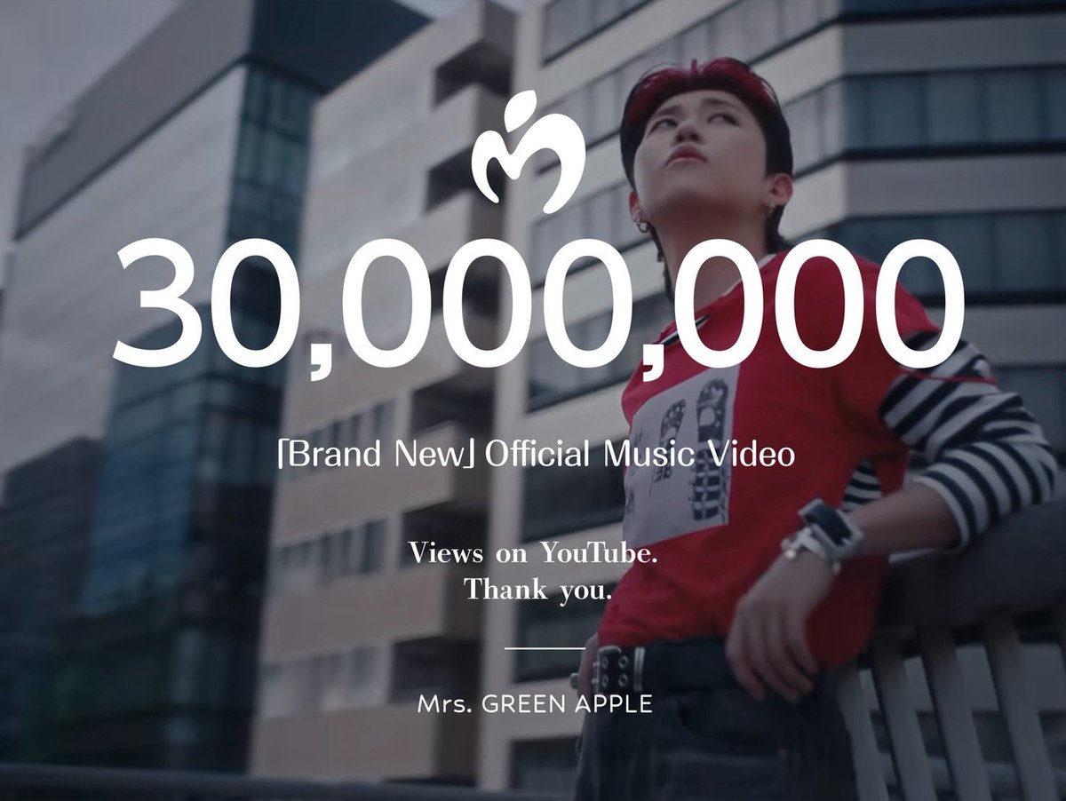 AORINGOHUZIN's tweet photo. Thank you!!🎉 ‘Brand New’ MV Hits 30,000,000 Views on YouTube🎥
⁡
https://t.co/LhcQ4j0El5
⁡
#BrandNew #withMGA #MrsGREENAPPLE https://t.co/MivDHIvvZX