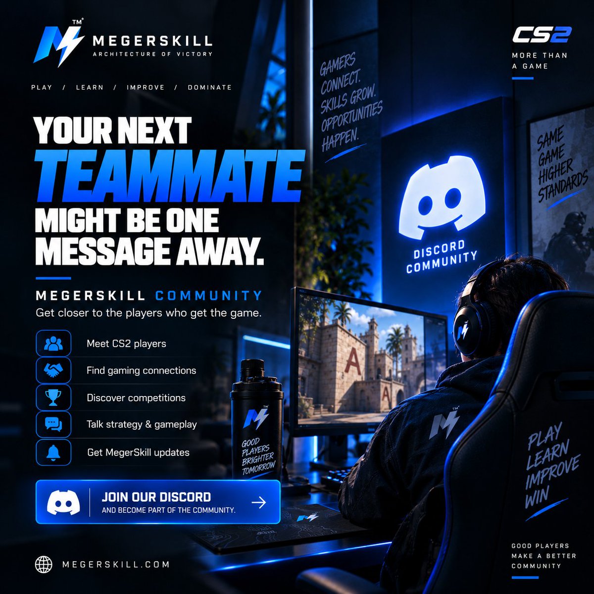Meger_Skill's tweet photo. 🎮 Your next teammate might be one message away.

Meet CS2 players, find your gaming squad, discover competitions, share strategies, and level up together. 🔥

Your skill. Your community. Your next win. 💙

👉 Join the MegerSkill Discord and become part of the community. https://t.co/IiVJlF27Tt