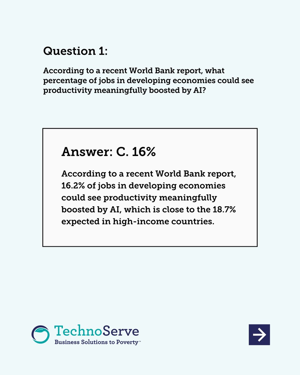 TechnoServe's tweet photo. Are you an informed global citizen?
Test yourself: AI &amp; jobs, El Niño in Africa, youth unemployment, earthquakes. https://t.co/ZOfawq051q https://t.co/EhHYV5L3Xk