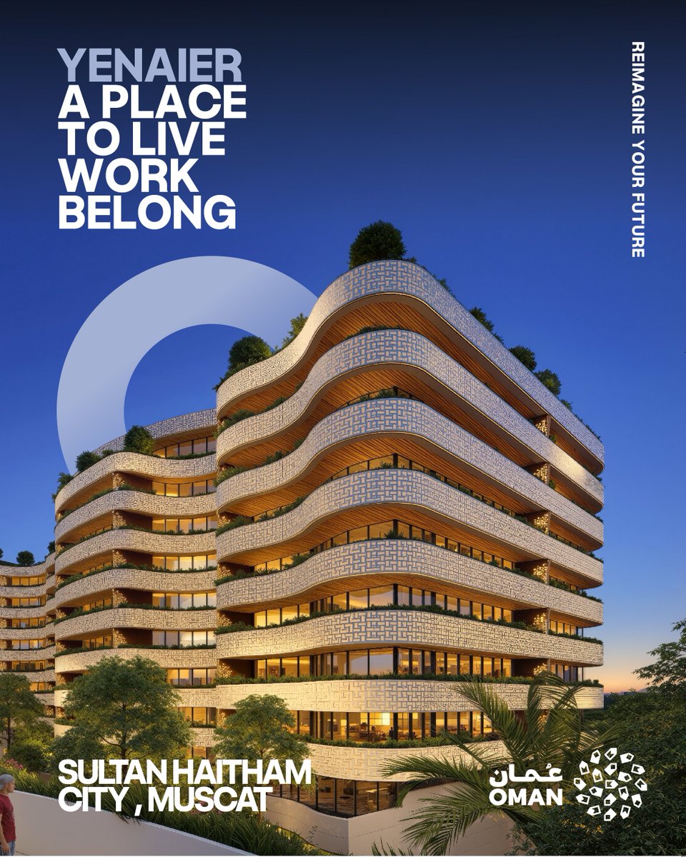 LiveOman_'s tweet photo. Live. Work. Belong.

Discover Yenaier in Sultan Haitham City bringing together private and branded residences, Grade A offices and 5,000 sqm of retail.

100% freehold ownership.

Discover it in London with LIVE OMAN.
https://t.co/RRBrcbCaDm https://t.co/KqI45q5kN5
