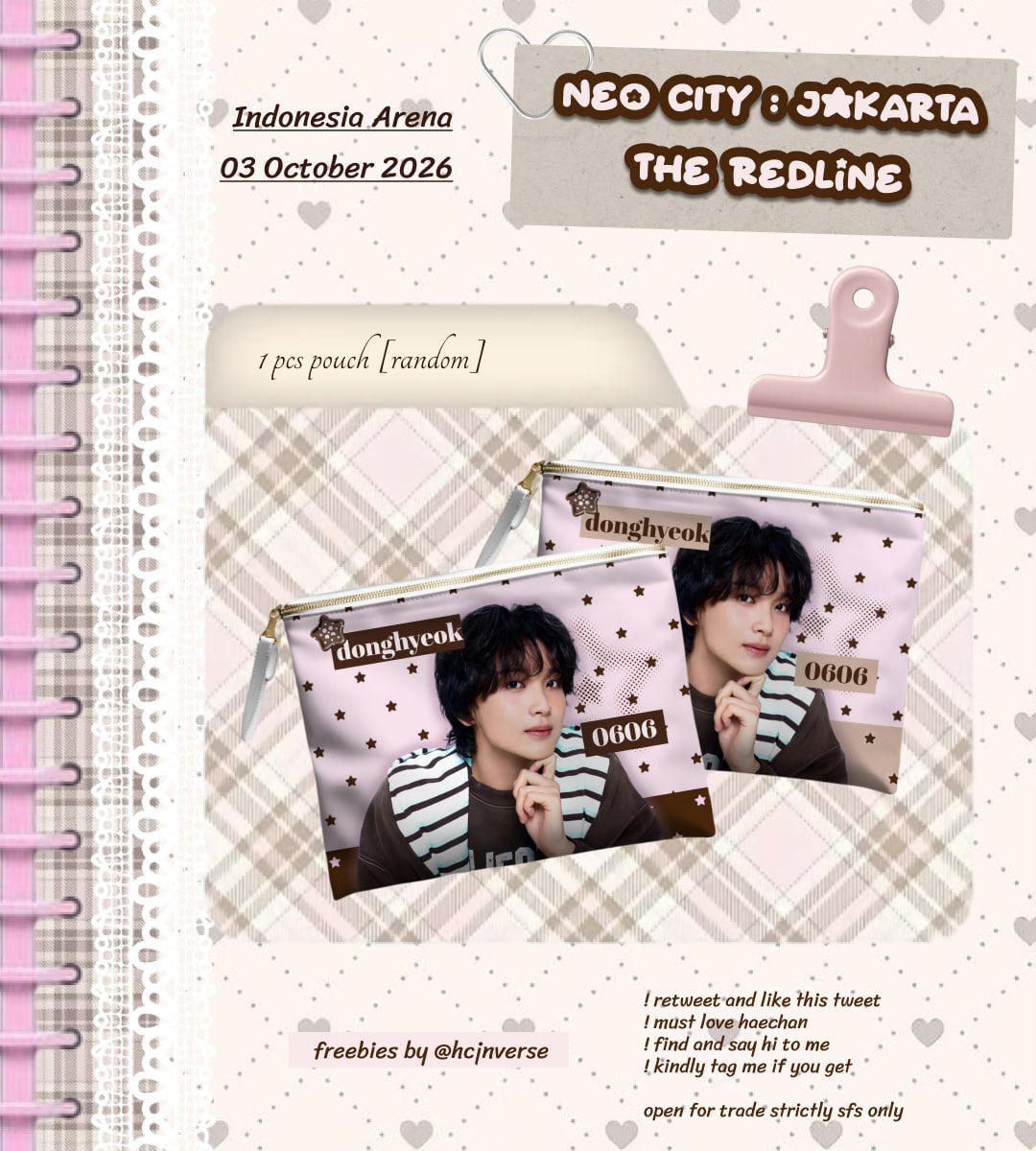 hcjnverse's tweet photo. ˚ ౨ৎ rt n like are appreciated ⋆｡୭

NCT 127 NEO CITY : THE REDLINE IN JAKARTA
— freebies support by @hcjnverse 

✮ Indonesia Arena
⭑ 03 October 2026
exact loc &amp; time tba

𐙚 read tnc!
𐙚 limited qty; see u!

#TheRedline_JKT
#NEOCITY_THE_REDLINE_IN_JAKARTA https://t.co/BzT5bgNLbr