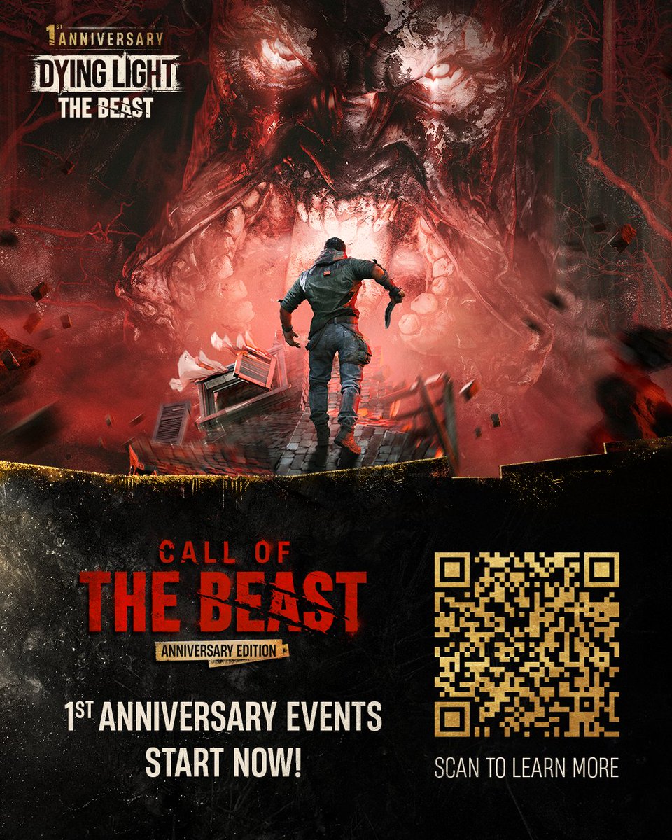 DyingLightGame's tweet photo. This week in Castor Woods you have just one goal – team up with the rest of the community and wipe out 50 million enemies. 💪

Whether you rely more on slashing or blunt weapons will decide which modifiers will follow you into the weekend. Choose your style, shape the challenge, and unleash the Beast together! 💥

👉  Learn more: https://t.co/PJwzP57dCn