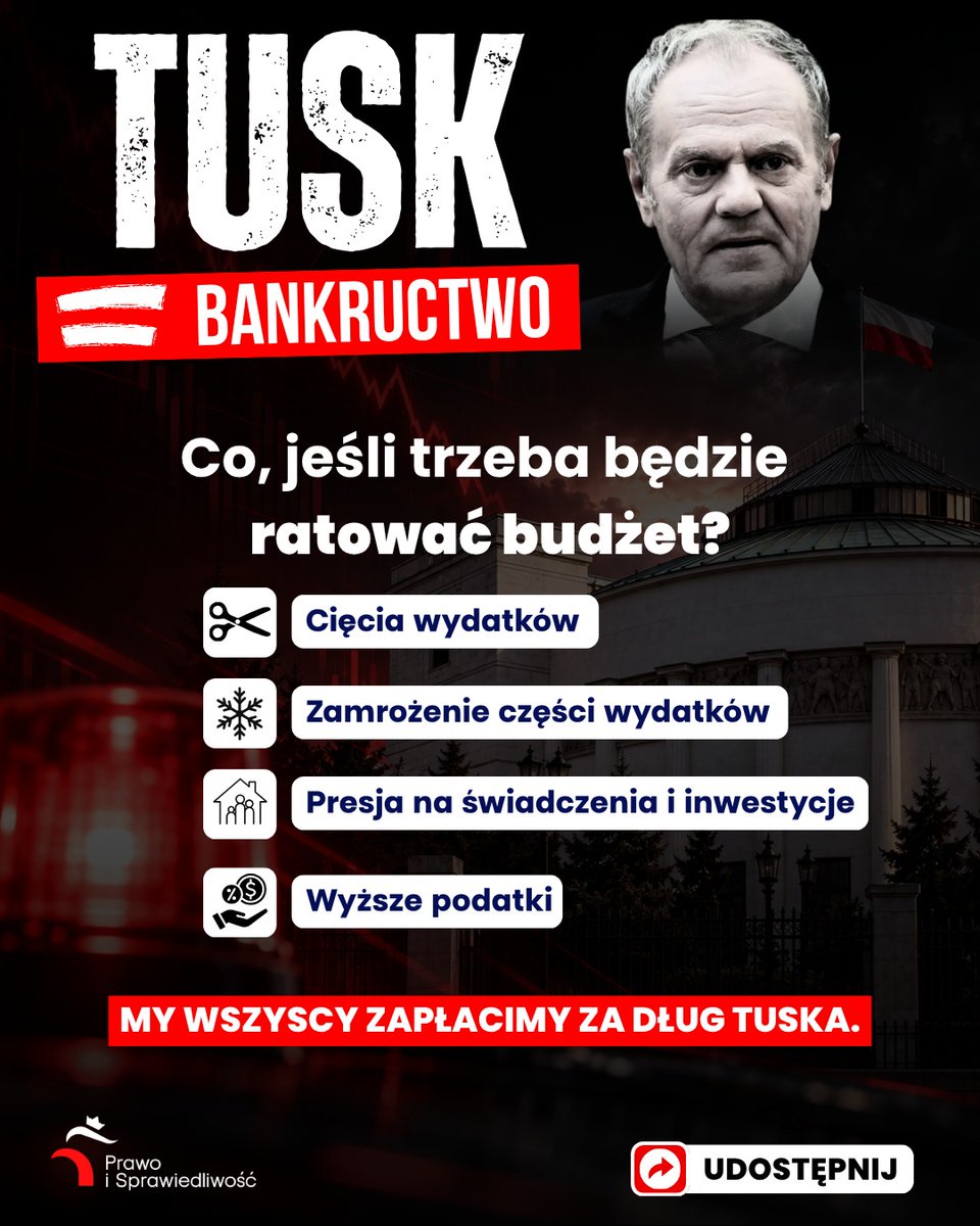 pisorgpl's tweet photo. ‼️ Dług rośnie, a rachunek zapłacą Polacy.
👉 Udostępnij! TUSK=BANKRUCTWO https://t.co/0z0yg9CPuf