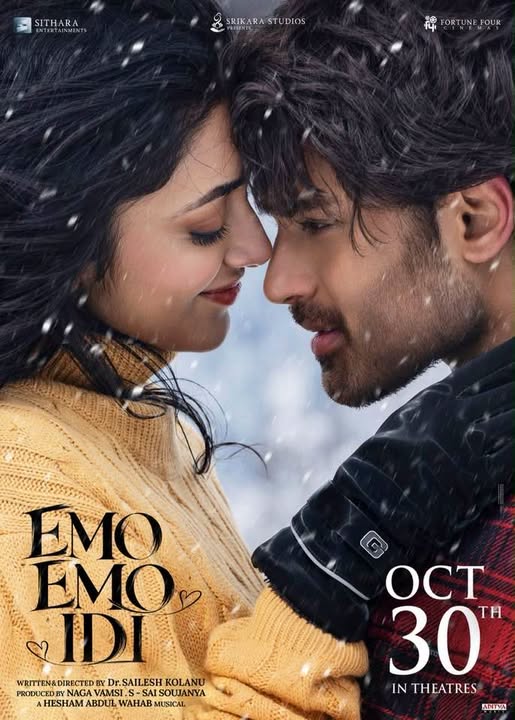 cinevinodam's tweet photo. Get ready to fall in love with #EmoEmoIdi 
Arriving in cinemas, This October 30th, 2026! 
#EmoEmoIdiOnOct30th 
#RoshanMeka #PreityMukundan #KolanuSailesh https://t.co/amNuI4gJiI