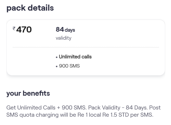 ViMansuperhero's tweet photo. Why pay for data you don't use? 

Vi has ₹470 voice-only plan for 84 days validity.

That's just around ₹125/month. https://t.co/9ssVSQGLKc