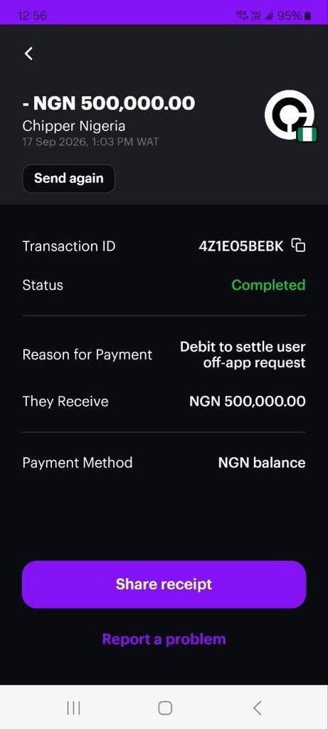 igwe__fx's tweet photo. @chippercashapp @blessing11378 @chippercashapp  My account was debited ₦500, 000 on the 17th of September under the guise of an off-app settlement to my provided account. On before that for the past 1 month I’ve not been to make withdrawals. 
​
Where is my money? Reverse or credit my funds immediately! https://t.co/mSSXTwmURC