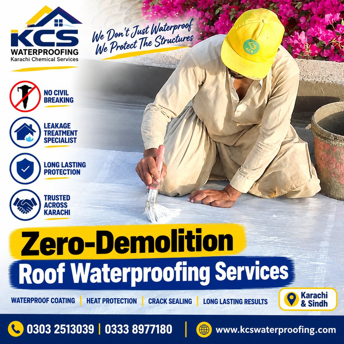KarachiChemical's tweet photo. Roof Waterproofing Services in Karachi | Zero-Demolition No-Civil Breaking

KCS Waterproofing is using specialized chemical treatments for roof leakage repair, roof cracks repair, surface restoration and complete roof treatment of fix the roof leaks for long time. https://t.co/B83N5mxHfe