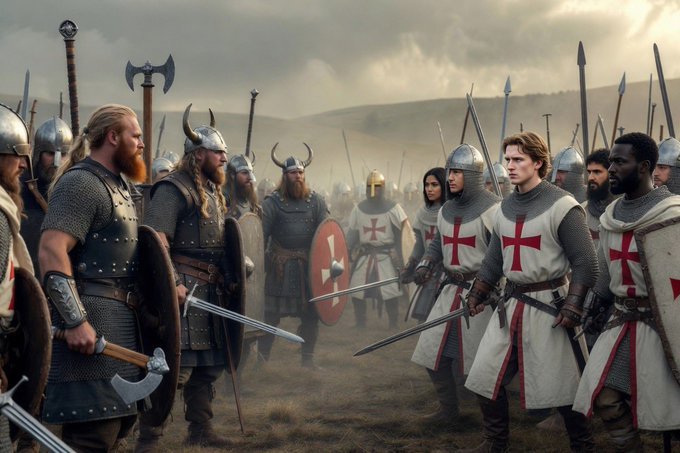 WarriorNor17819's tweet photo. If North Pagans ever met Christianity on the Battlefield this what it would look like https://t.co/YC1FYb0kaI