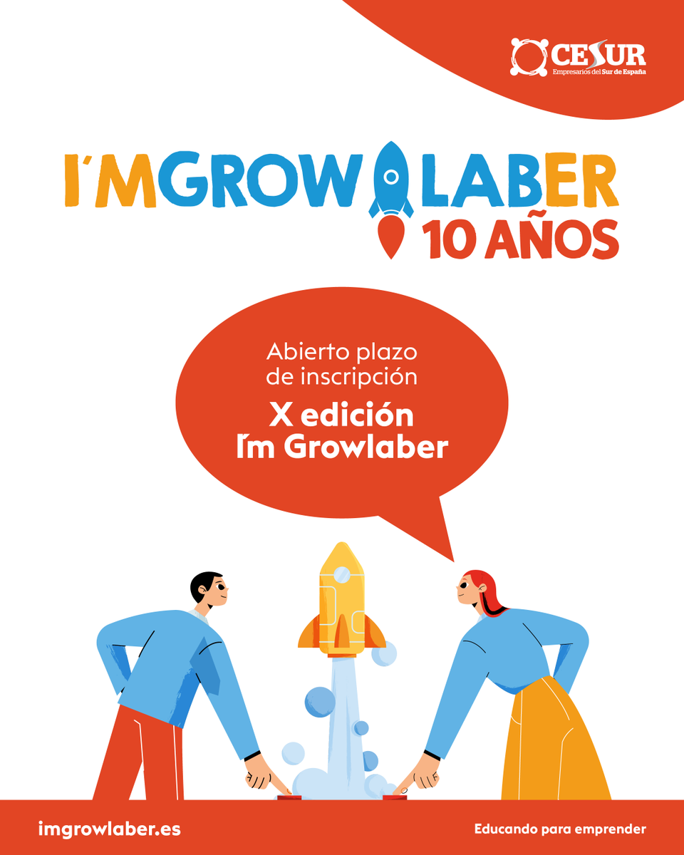 CesurEdelSur's tweet photo. 🚀 Arranca la X edición de I’m Growlaber, nuestro programa concurso de #emprendimiento juvenil que acerca a los alumnos al mundo empresarial y potencia el espíritu emprendedor, la #innovación y el trabajo en equipo.

📝 ¡Inscríbete! https://t.co/y4GyiamamP https://t.co/VldSA3RF6E