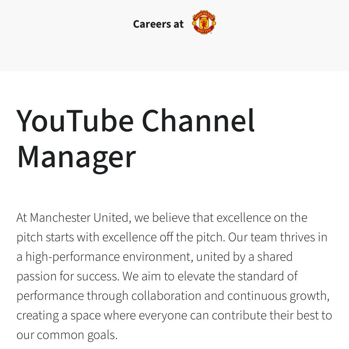 UtdJournalist's tweet photo. 🚨 Manchester United are recruiting for a YouTube Channel Manager! https://t.co/YY9p6v2FJ1