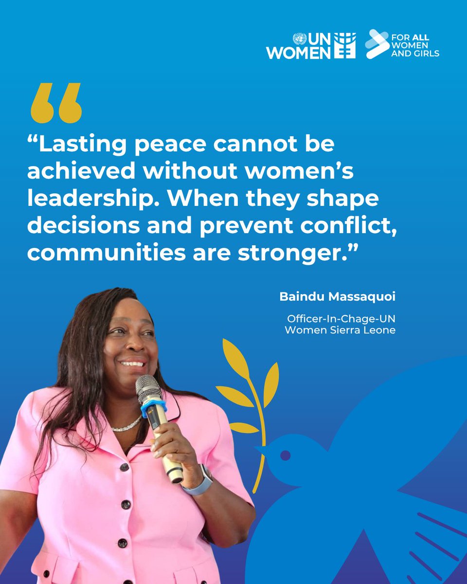 UNWOMEN_SL's tweet photo. On #PeaceDay2026, @UNWOMEN_SL reaffirms its commitment to women’s leadership in peacebuilding&amp; decision-making.

Investing in women&amp; girls is investing in lasting peace.

@UNSierraLeone @ElsieFund #UNPeacebuildingFund @unwomenafrica @icpncsl

#ForAllWomenAndGirls #WPS https://t.co/xmHmspaLU3