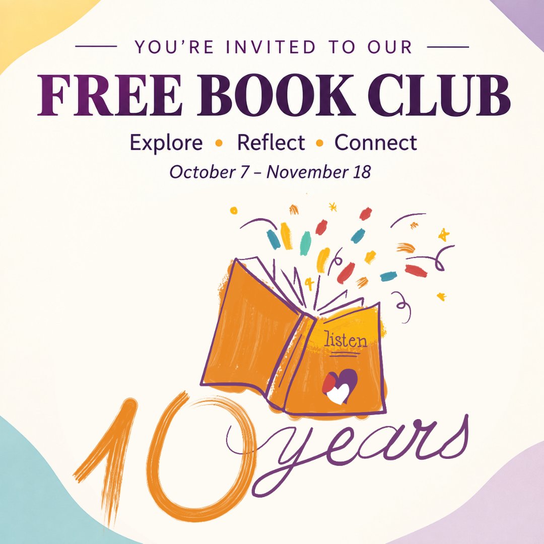 ListenToKids's tweet photo. Listen turns 10! 📚 

Join Hand in Hand’s FREE six-week Book Club, Oct 7–Nov 18. 

Explore ideas about listening, connection &amp; support with Patty Wipfler, Tosha Schore and our Community. 

Join free: https://t.co/ItDpVqz1DE https://t.co/5T2NMQpDVH