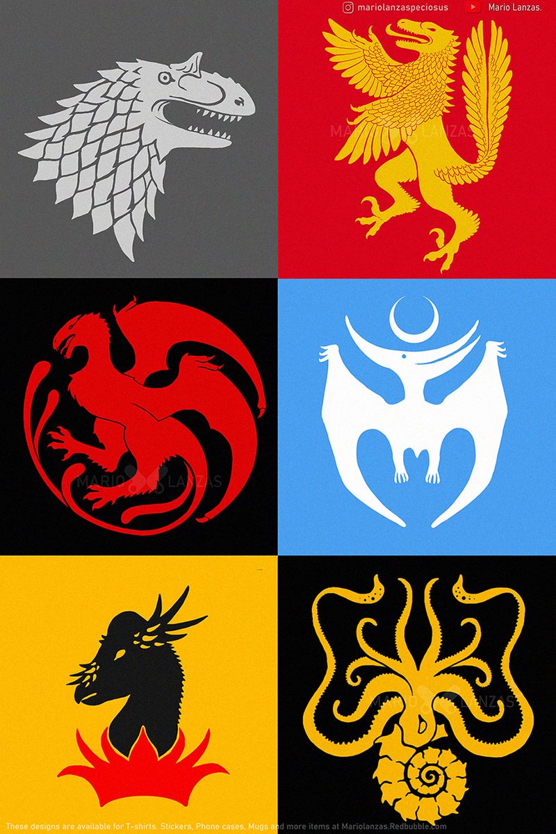 mariolanzas5's tweet photo. Game of Prehistoric Thrones 🦄 some sigil designs based on the Game of Thrones series, but it's prehistoric animals 🦄 tag yourselves ✨ #prehistoricanimals #gameofthrones #dinosaurs #paleart #geekystuff #heraldry #sigils https://t.co/5fBBgcUQ5I