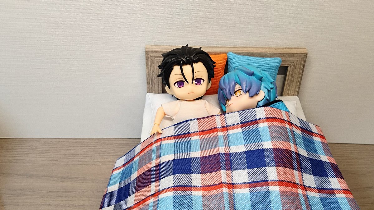 nyamo31's tweet photo. ふたりのためにベッドを作りました。広いベッドでも、ふたりくっついて、おやすみなさい🧡🩵
#ねんどーるデス会議 https://t.co/LkowVmiYpf
