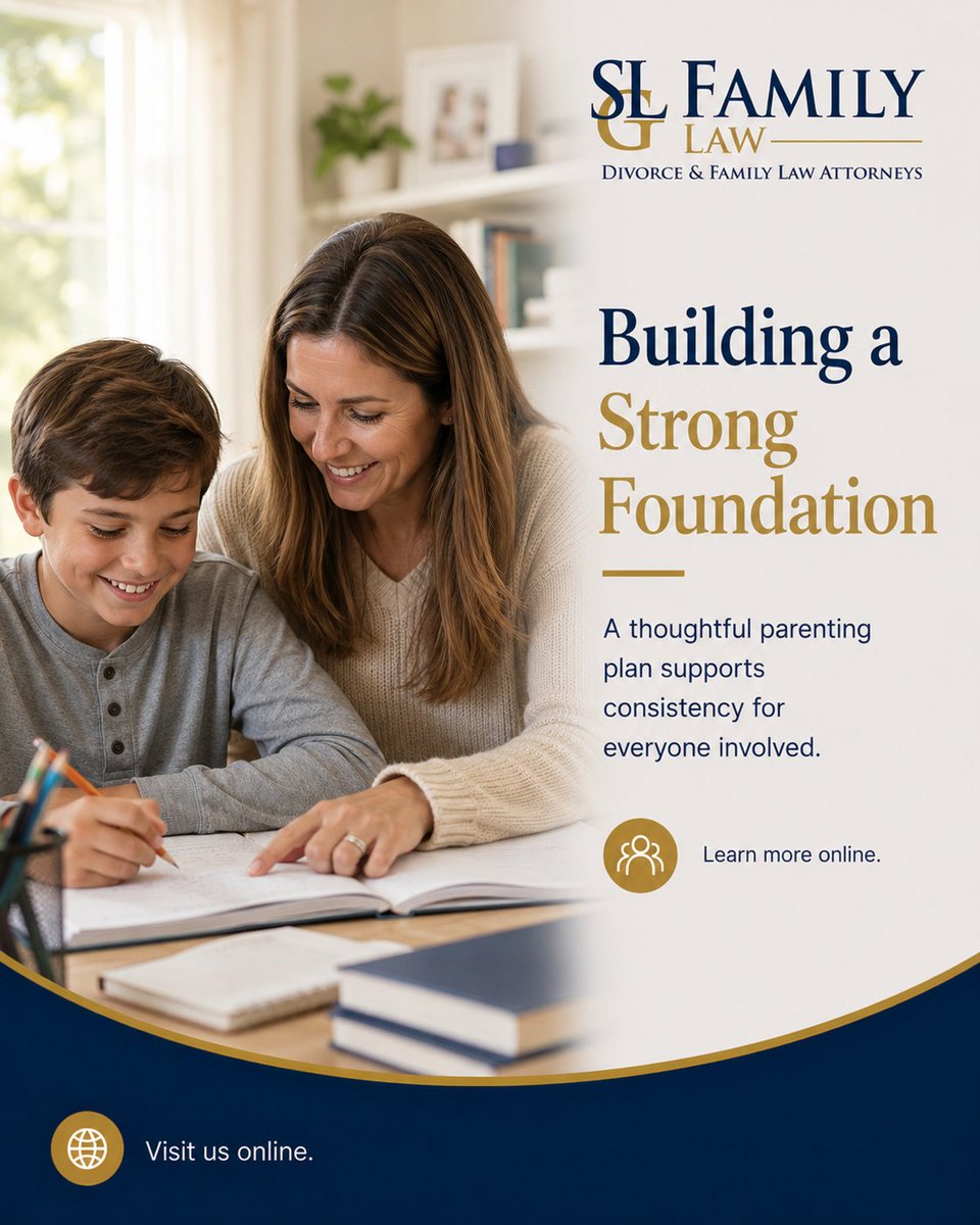 SLGFamilyLaw's tweet photo. A well-crafted parenting plan helps create consistency for children and parents alike. Visit our website to learn more about building a strong foundation.
#ParentingPlan #FamilyLaw #CoParentingSupport https://t.co/RlGERv6u2F https://t.co/IKSbSS26K5