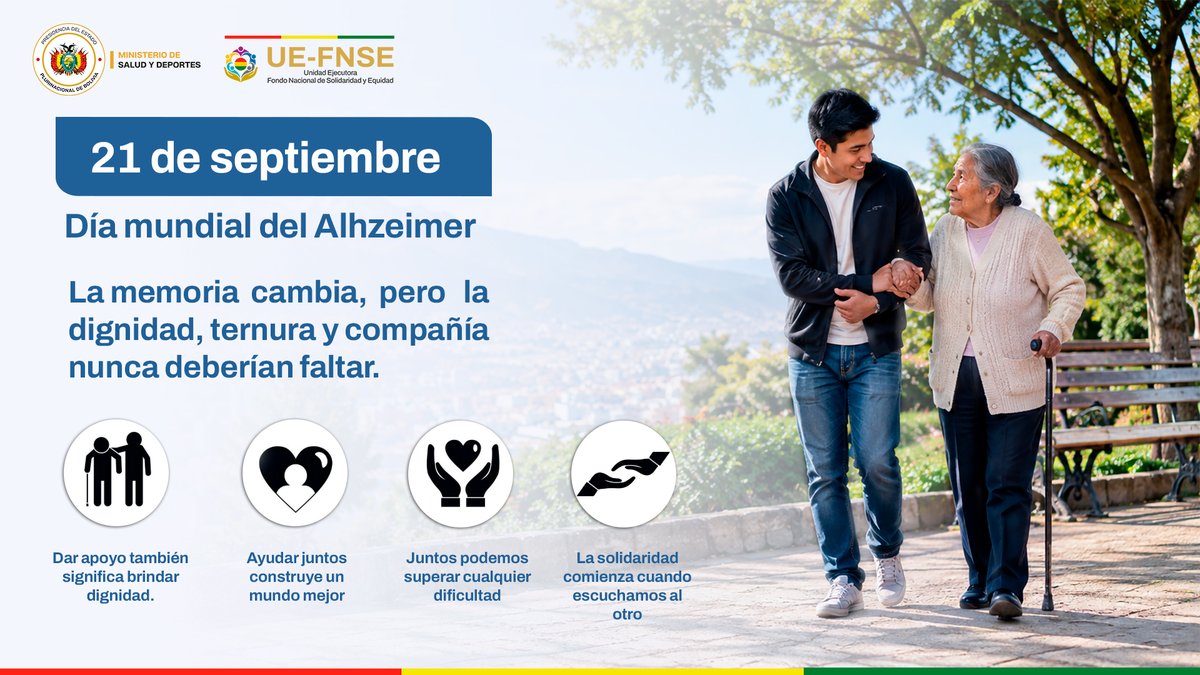UEFNSE_oficial's tweet photo. 21 de septiembre | Día Mundial del Alzheimer

El Alzheimer no es una consecuencia normal del envejecimiento. Cuidar la salud cerebral y mantenernos activos puede ayudar a reducir algunos factores de riesgo.

Acompañemos con respeto, paciencia y empatía.

#DíaMundialDelAlzheimer https://t.co/gT544j5uvH