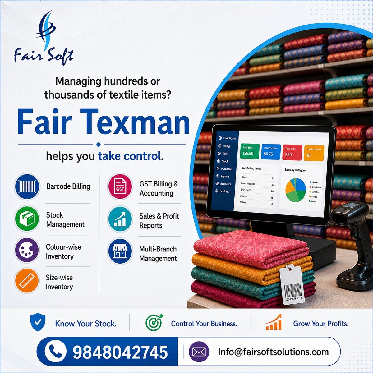 fairsoftPvtLtd's tweet photo. Fair Texman – Smart Textile Business Management
📞 98480 42745
📧 info@fairsoftsolutions.com
#FairTexman #TextileBusiness #TextileSoftware #BillingSoftware #InventoryManagement https://t.co/8GD9w0SYzq