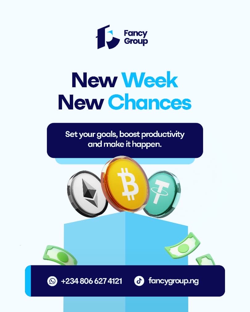 Fancygroupng's tweet photo. It’s a new week with new opportunities. Set your goals, stay productive and keep moving forward. Success is built through consistent daily effort, it doesn’t happen overnight. If you’re seeing this post, take it as a reminder to keep showing up every day. https://t.co/Z35GjDJgPJ