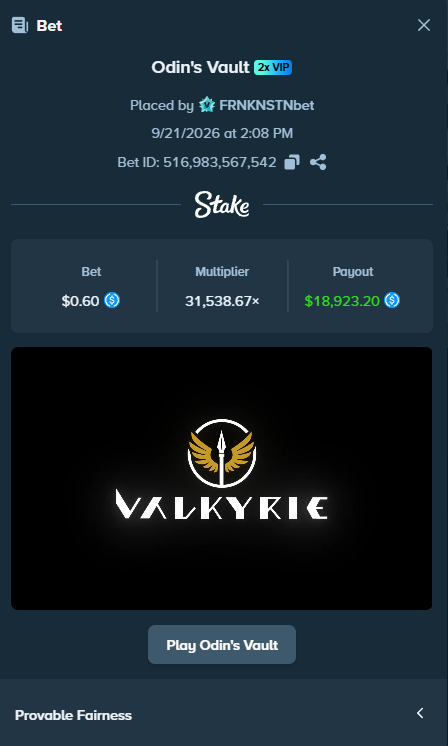 TheGamblingDesk's tweet photo. 🚨 $0.60 ➜ $18,923.20 !

31,538.67x sur Odin’s Vault by @ValkyrieXStudio, disponible sur @Stake 🤯

Pour fêter ce hit monstrueux :

🎁 GIVEAWAY : 2 × $100

✅ Follow @TheGamblingDesk
✅ Like + RT

Tirage Samedi 26 Septembre 🍀

🔞 Jouez de manière responsable. https://t.co/9Fe5xPpnr4