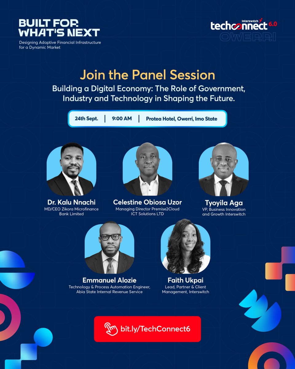 InterswitchGRP's tweet photo. #InterswitchTechConnect 6.0 is here! 🚀

We’re bringing industry leaders, fintech innovators &amp; business decision-makers together to shape the future of adaptive financial infrastructure.

📍Owerri |📅 Sept 24 |⏰ 9AM
Join us. Register: https://t.co/SLR4JIX3re

#BuiltForWhatsNext https://t.co/QulpqeYv88