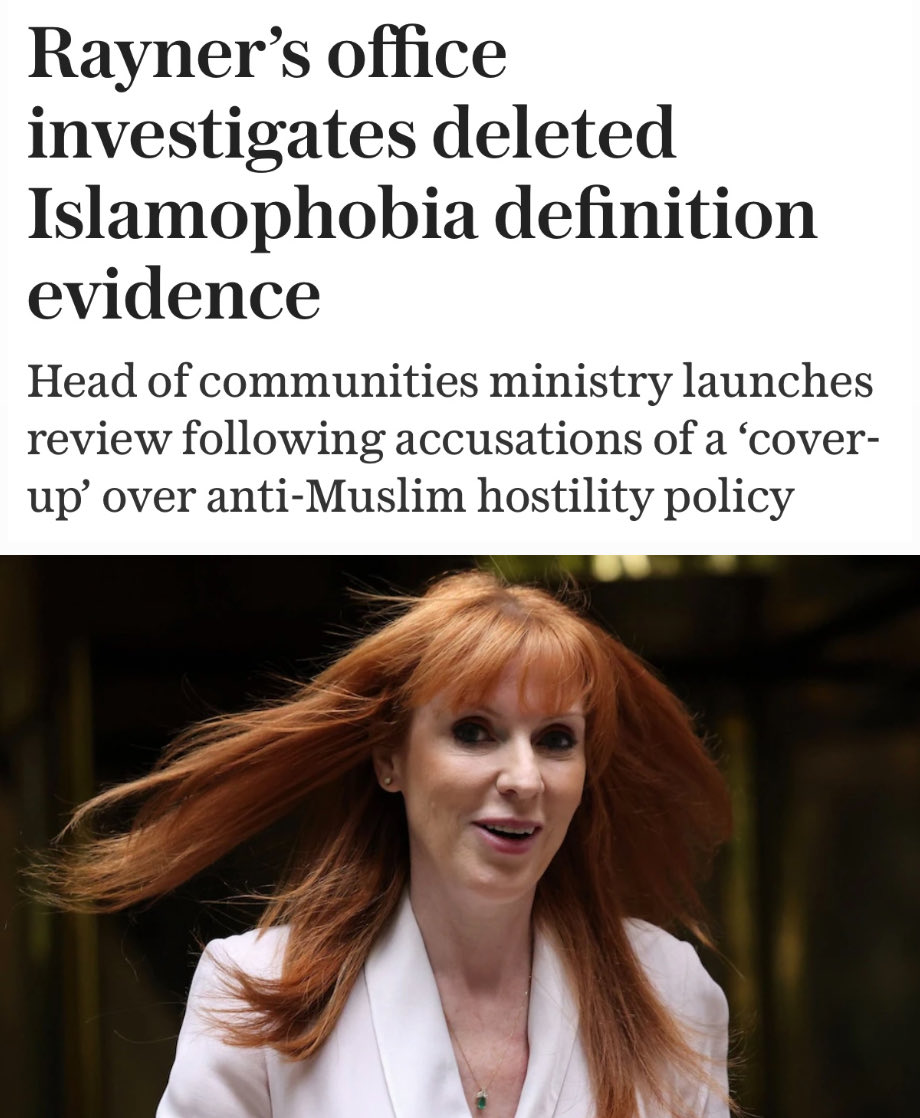 NJ_Timothy's tweet photo. Extremists almost certainly influenced Labour's "Islamophobia" definition.
But all the evidence was deleted.
I wrote to the Government demanding answers.
Angela Rayner’s top official has now ordered an investigation in response.
I will keep fighting to expose this cover-up. https://t.co/9o2NFgBhvg