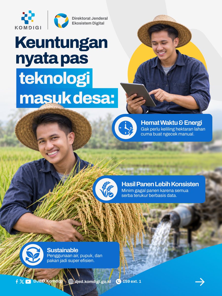 djedkomdigi's tweet photo. Swipe sampai akhir buat lihat gimana IoT bisa bantu agrikultur jadi makin produktif!
#KementerianKomunikasidanDigital #Komdigi #DJEDKomdigi #DJED #EkosistemDigital https://t.co/kICMDAeDZ6