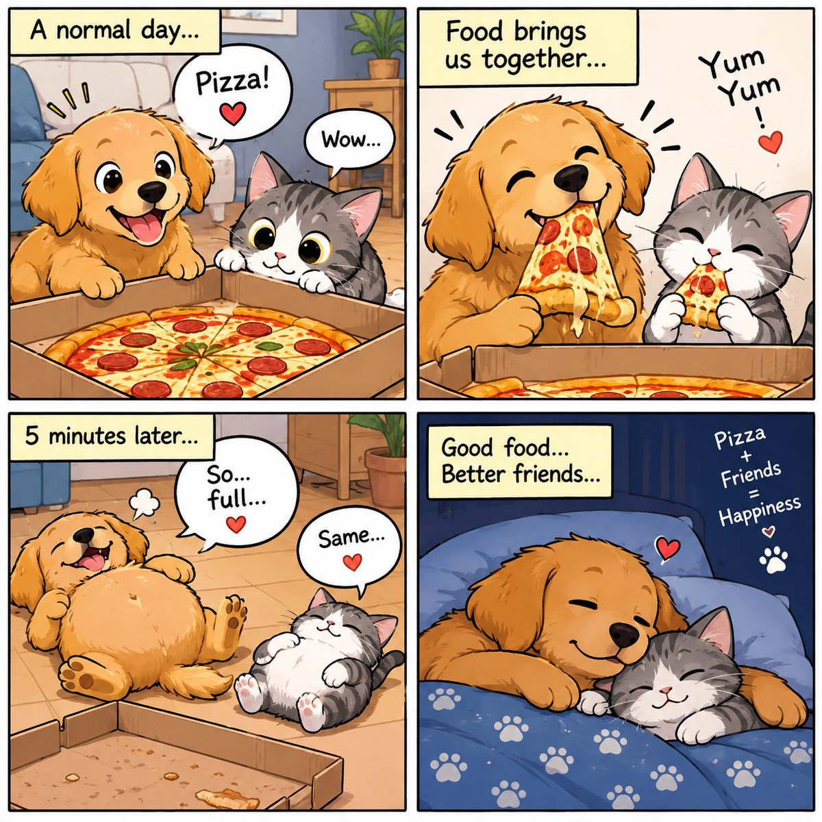 popularpup11831's tweet photo. 🍕🐶🐱 Good food, happy hearts, and the best of friends! ❤️🐾
#AnimalComic #CuteAnimals #FunnyAnimals #PuppyLove #CatLovers #Friendship https://t.co/x5rEcfvRO6
