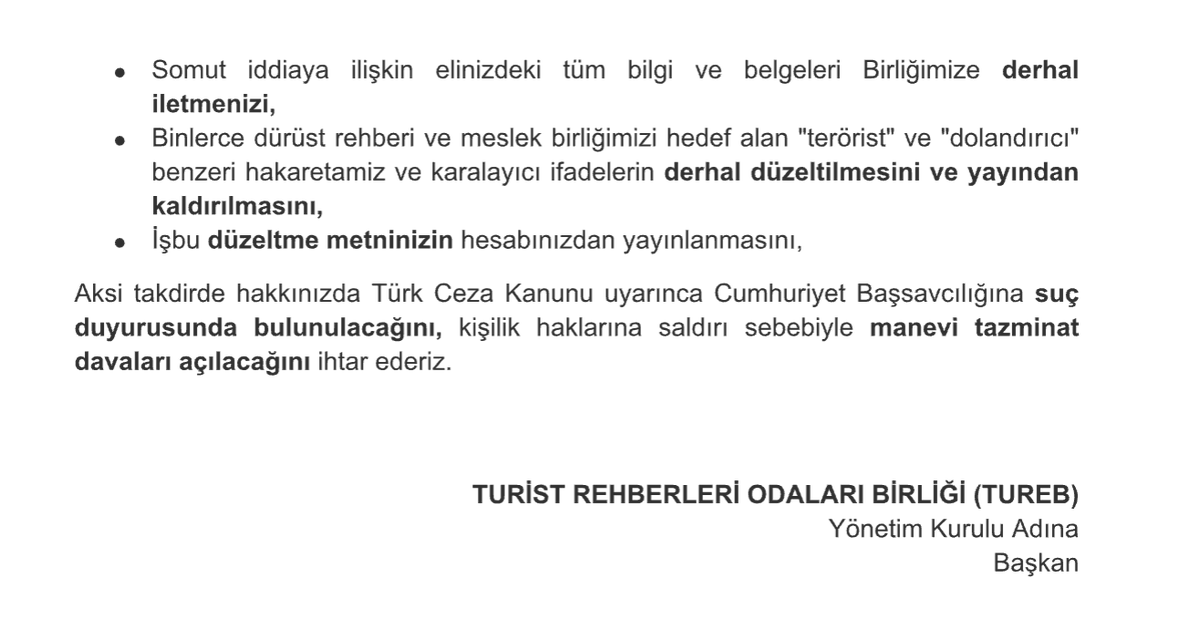 haskologlu's tweet photo. Türkiye'de turistleri dolandıran şahıslarla ilgili yaptığım haber sonrasında TUREB isimli grubun avukatı CHAT GPT'yi kullanarak bana tehditvari yazdığı metni sizinle paylaşıyorum.

İlgili avukata CHAT GPT'yi kullanarak beni niye tehdit ediyorsunuz diyorum. Adam sesinizi kaydediyorum istediğimle yazarım diyerek 'beni tehdit etmeyin' diyor.

Gerçekten inanılmaz bir olay ama peşini bırakmayacağım bu olayların. @TCKulturTurizm