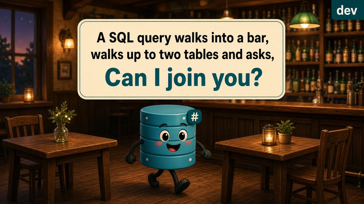 DigitalOxCanada's tweet photo. A SQL query walks into a bar, walks up to two tables and asks, "Can I join you?" https://t.co/jccLusfbgZ
