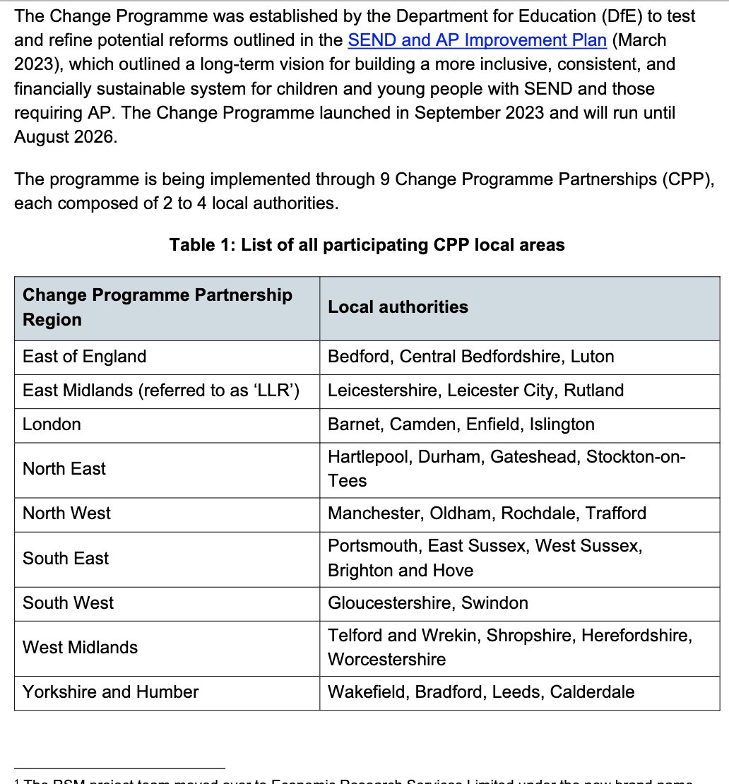 Bedford, Central Bedfordshire, Luton
East Midlands (referred to as 'LLR')
Leicestershire, Leicester City, Rutland
London
Barnet, Camden, Enfield, Islington
North East
Hartlepool, Durham, Gateshead, Stockton-on-Tees
North West
Manchester, Oldham, Rochdale, Trafford
South East
Portsmouth, East Sussex, West Sussex, Brighton and Hove
South West
Gloucestershire, Swindon
West Midlands
Telford and Wrekin, Shropshire, Herefordshire,
Worcestershire
Yorkshire and Humber
Wakefield, Bradford, Leeds, Calderdale