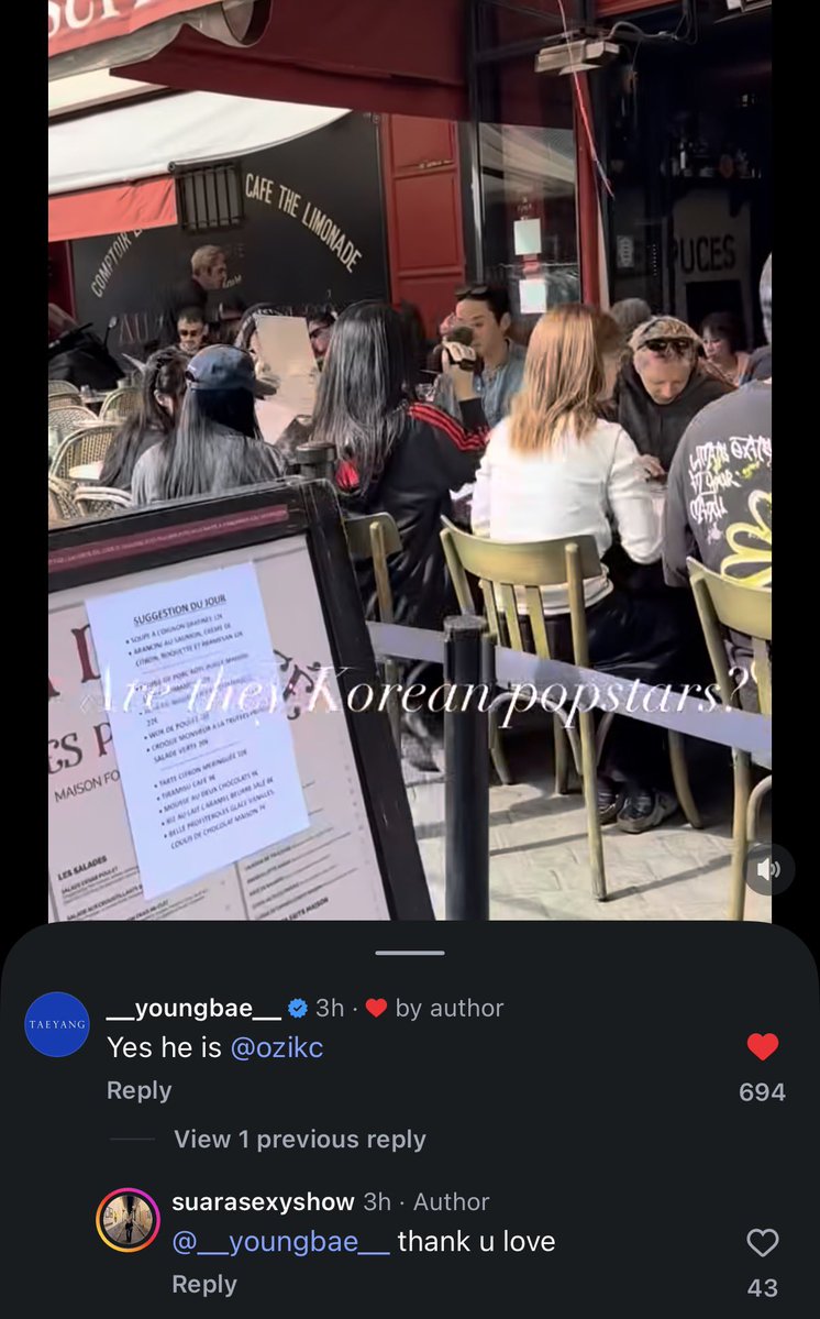 jiyongvamp's tweet photo. I’m crying bro Taeyang 😭😭😭

This person on Instagram had filmed Taeyang &amp; his team eating lunch and asked if they were Korean popstars

HE THEN TAGGED HIS HAIRSTYLIST AND SAID HE WAS 💀

#BIGBANG #빅뱅 https://t.co/qfLzl7YNRQ