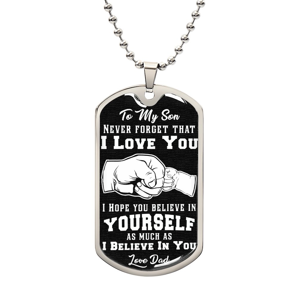 roonoslloyd's tweet photo. Wear a daily reminder: the "Believe In Yourself" dog tag necklace—surgical steel, optional 18k gold finish, handcrafted in the U.S. for subtle, confident style. Personalize yours for a quietly intentional look. #Jewelry #Necklace Tap the link in bio. https://t.co/ugXO7uwSR9